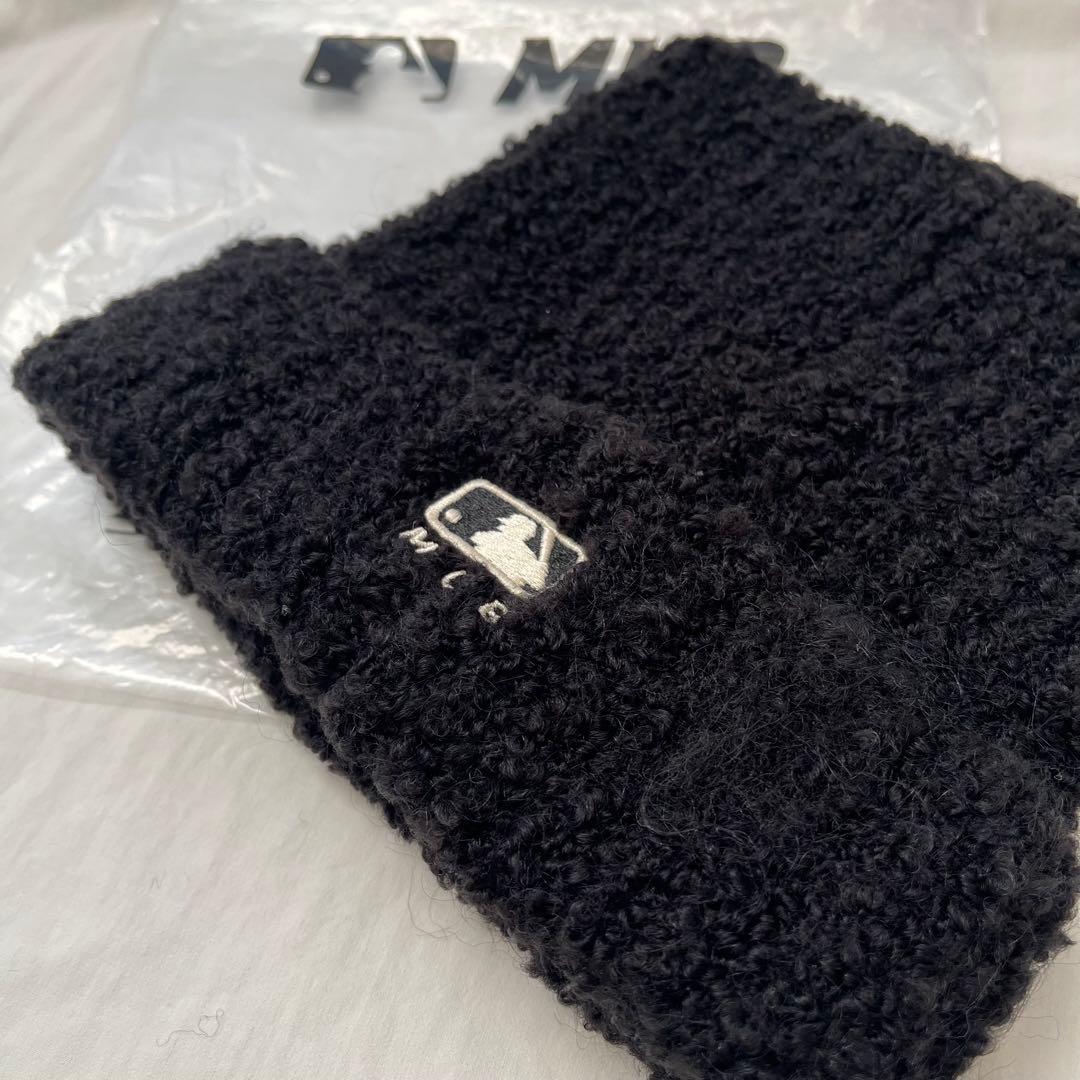 ラスト1点【新品】 韓国限定 MLB Korea 黒 猫耳ニット帽 カリナ着用