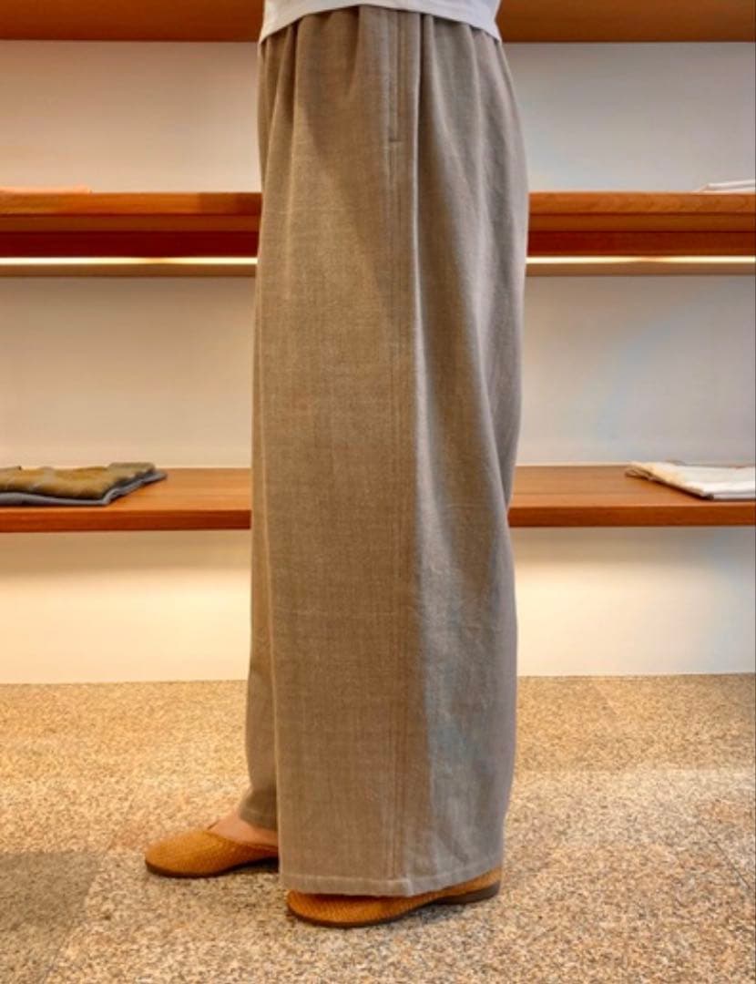 未使用タグ　’23 はけめワイドパンツ綿　ババグーリ手織り手つむぎヨーガンレール