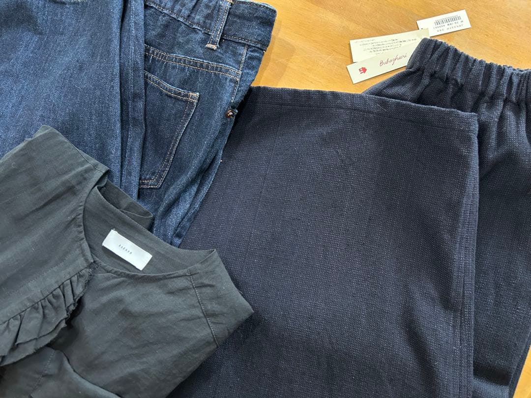 未使用タグ　’23 はけめワイドパンツ綿　ババグーリ手織り手つむぎヨーガンレール