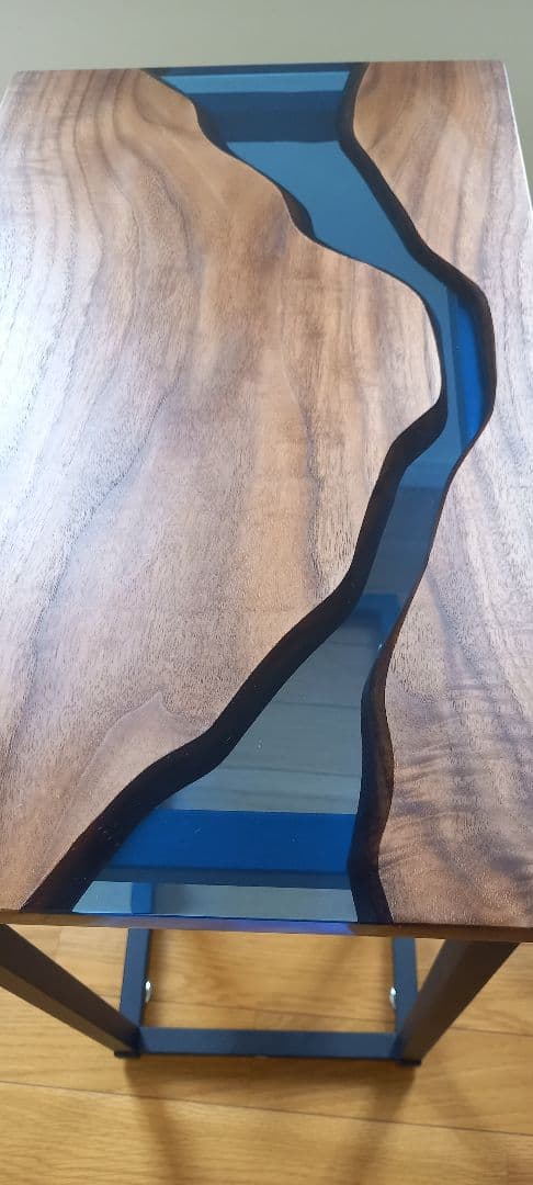 リバーテーブル　レジンテーブル　コーヒーテーブル　コの字　サイドテーブル
