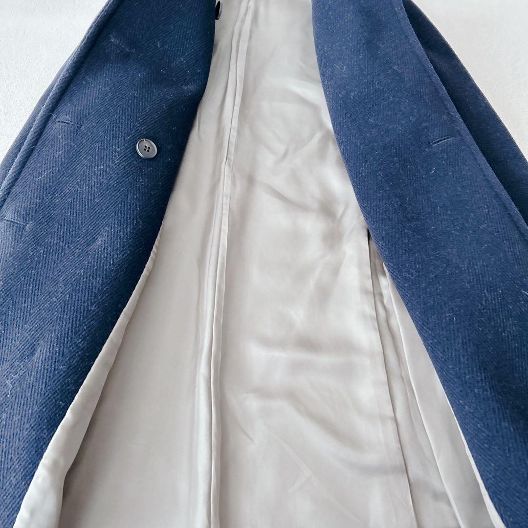美品✨スローン　ロングコート　ヘリンボーン　ダブルブレスト　ネイビー　サイズ2