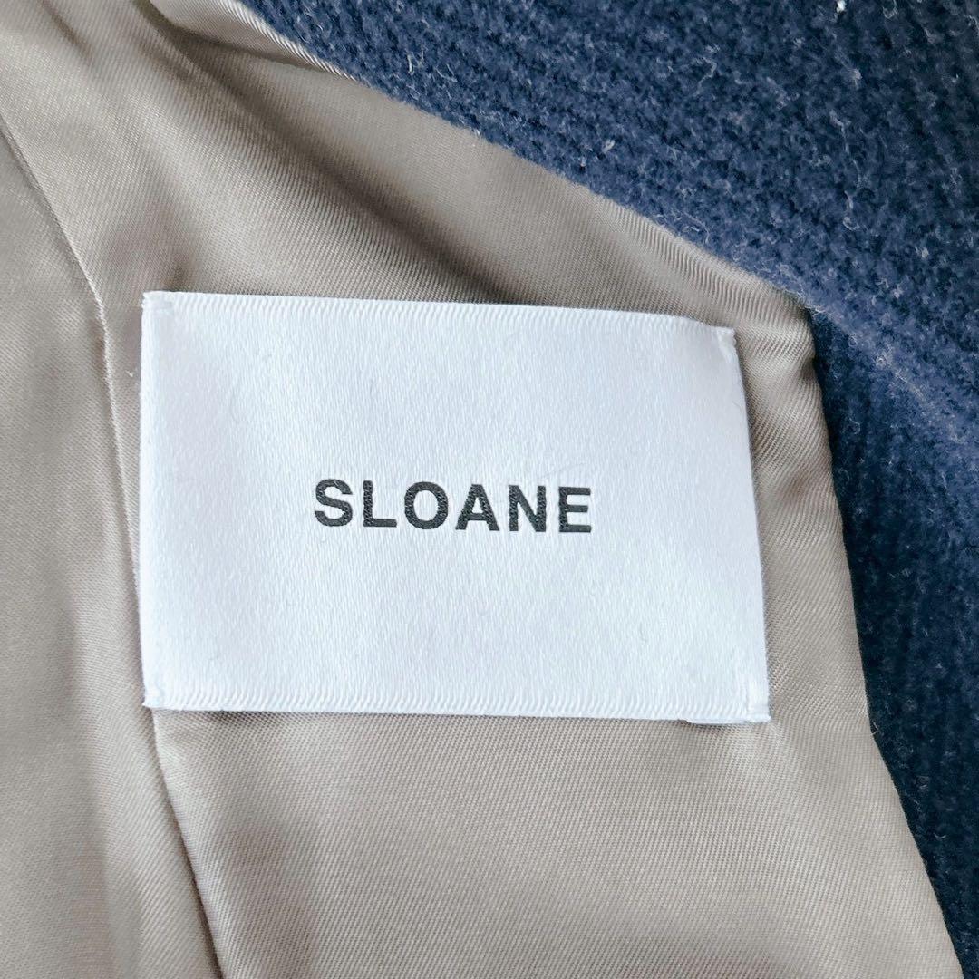 美品✨スローン　ロングコート　ヘリンボーン　ダブルブレスト　ネイビー　サイズ2