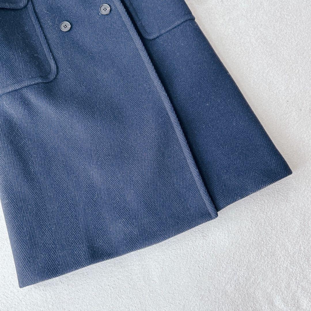 美品✨スローン　ロングコート　ヘリンボーン　ダブルブレスト　ネイビー　サイズ2