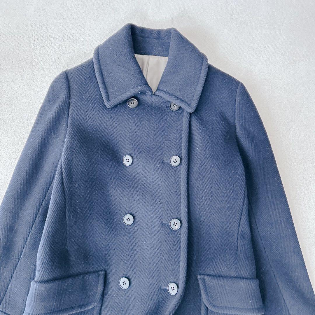 美品✨スローン　ロングコート　ヘリンボーン　ダブルブレスト　ネイビー　サイズ2