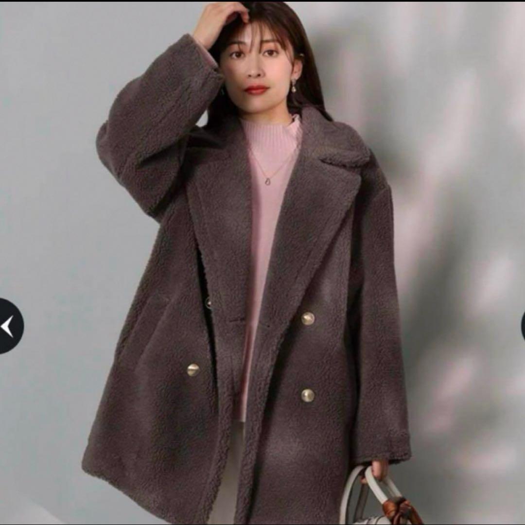 アプワイザーリッシェ♥ボアダブル釦コート