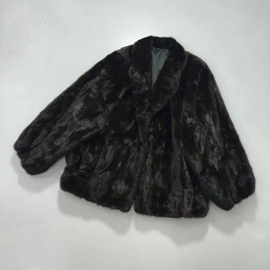 身幅72cm◎ダークミンク ファーコート 毛皮 本毛皮 ゆったりサイズ