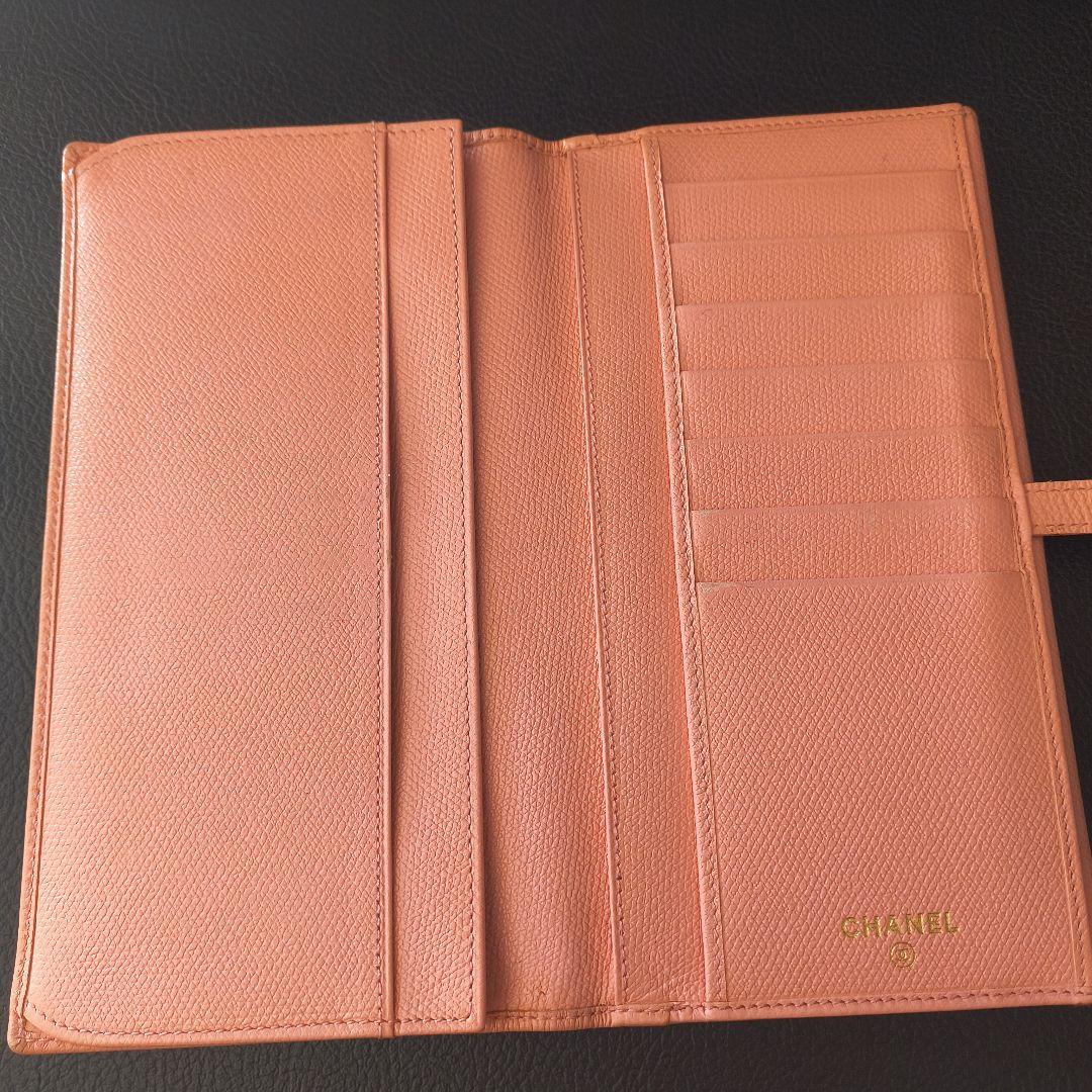 シャネル 長財布 Ｗホック ココボタン ピンク レザー CHANEL