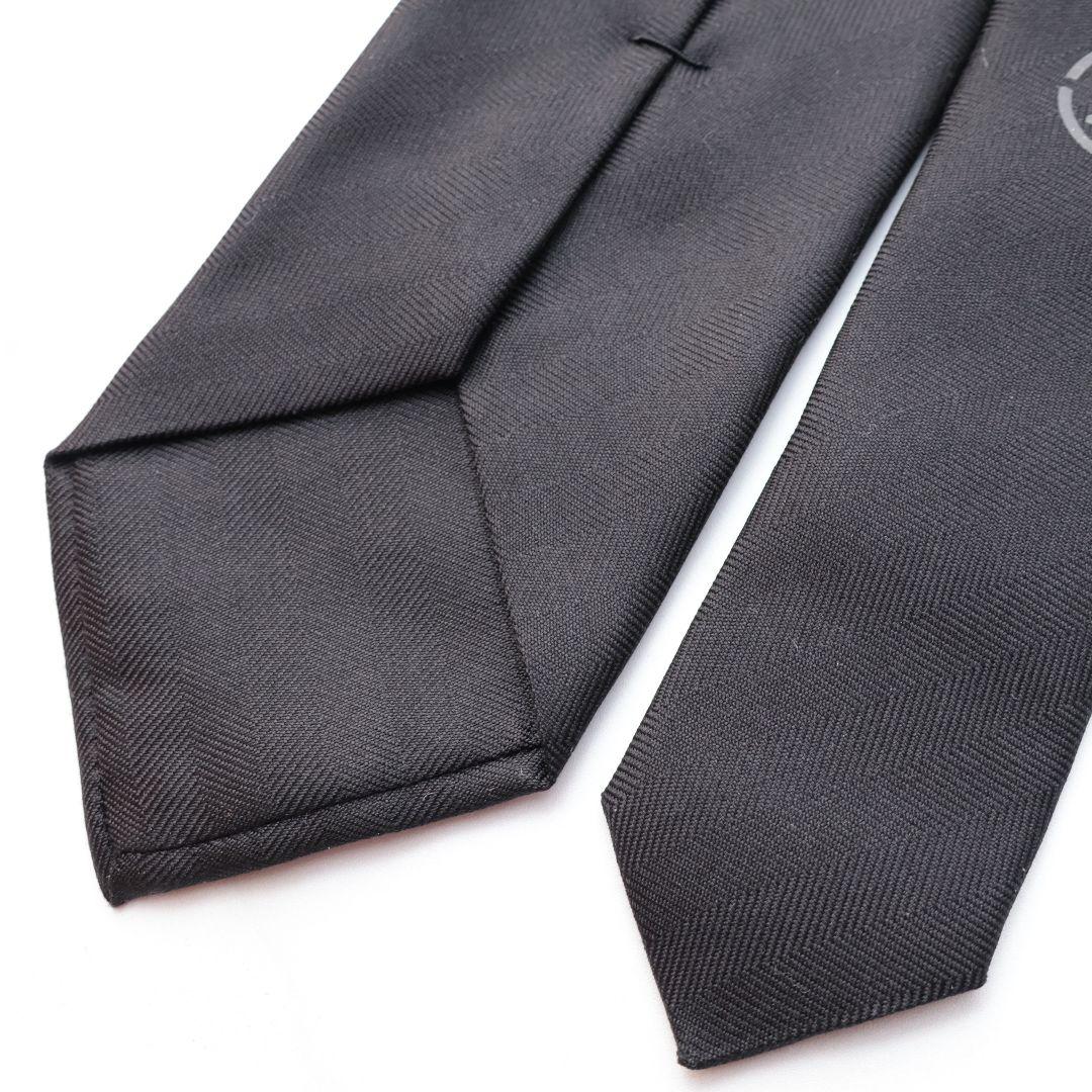 未使用 エルメス HERMES ブラック ネクタイ