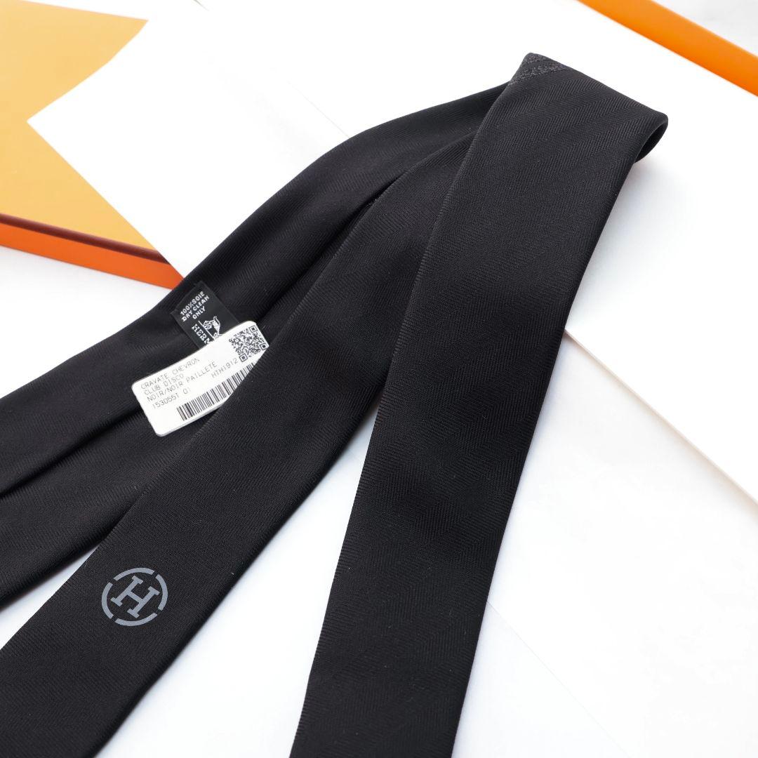 未使用 エルメス HERMES ブラック ネクタイ