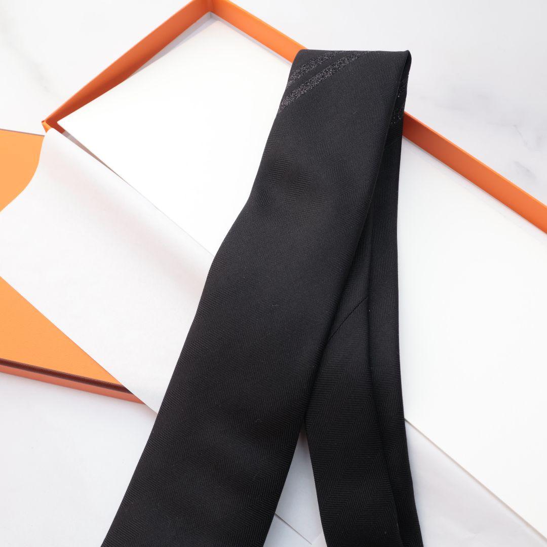 未使用 エルメス HERMES ブラック ネクタイ