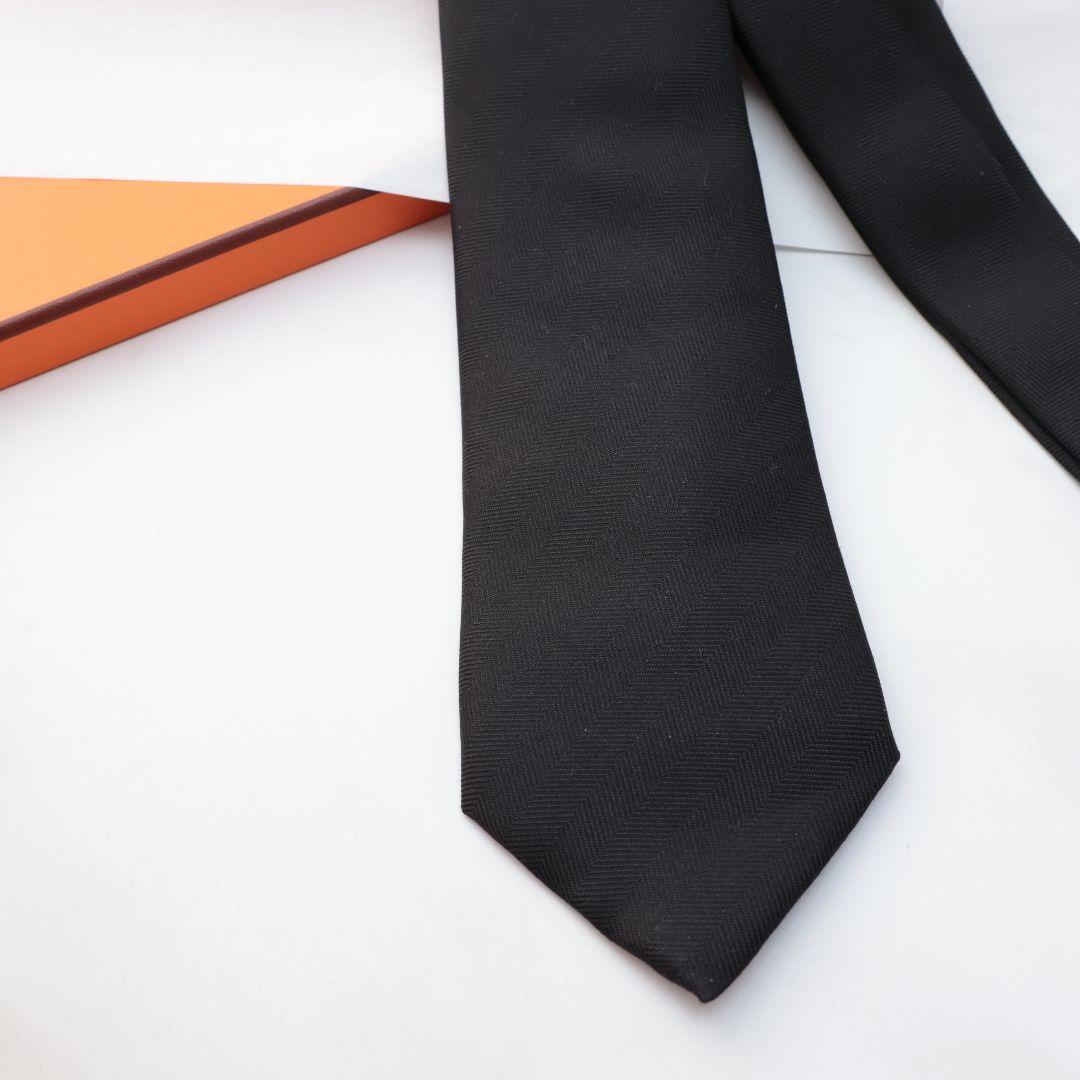 未使用 エルメス HERMES ブラック ネクタイ