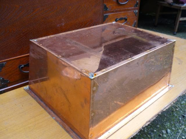 長火鉢　ケヤキ材　美品　肉厚銅板の落とし　天板蓋付き