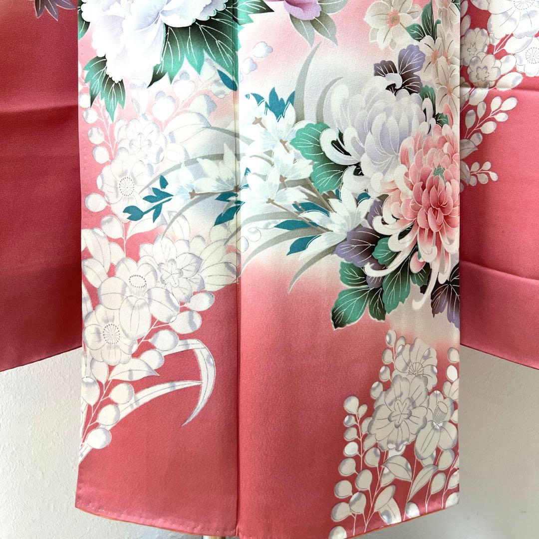 441 振袖フルセット 正絹 渋桃 くすみピンク 金彩 暈し染め 辻が花 華やか