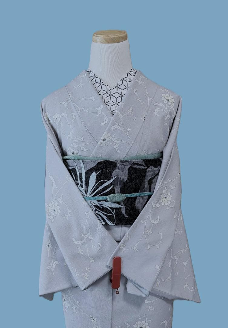 帯３　千地康弘　月下美人アラベスク柄名古屋帯　アイスミント　正絹　新品未使用