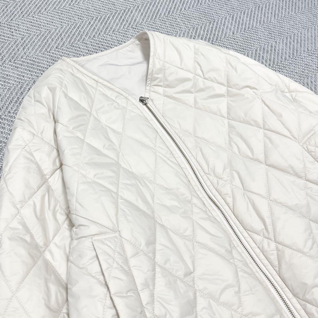 23区 中綿 リバーシブル ショート アウター キルティング ダウン アイボリー