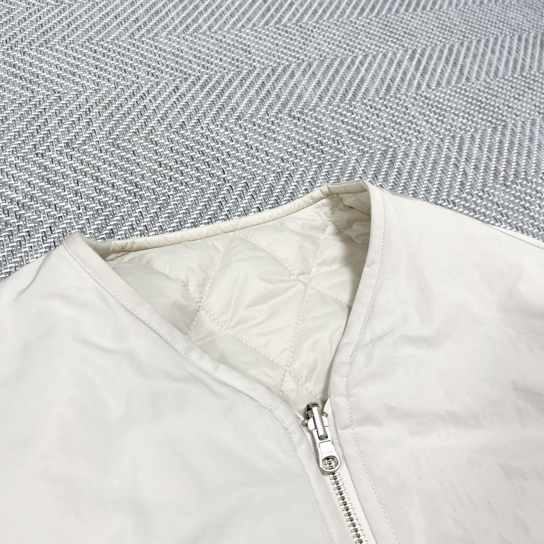 23区 中綿 リバーシブル ショート アウター キルティング ダウン アイボリー