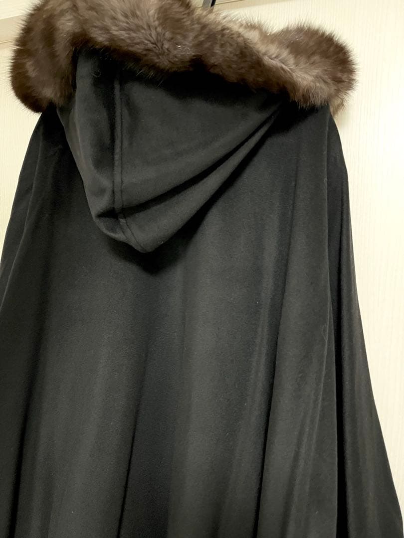未使用✨【サガファー】フォックス カシミヤ100% 黒 セーブル マント ケープ