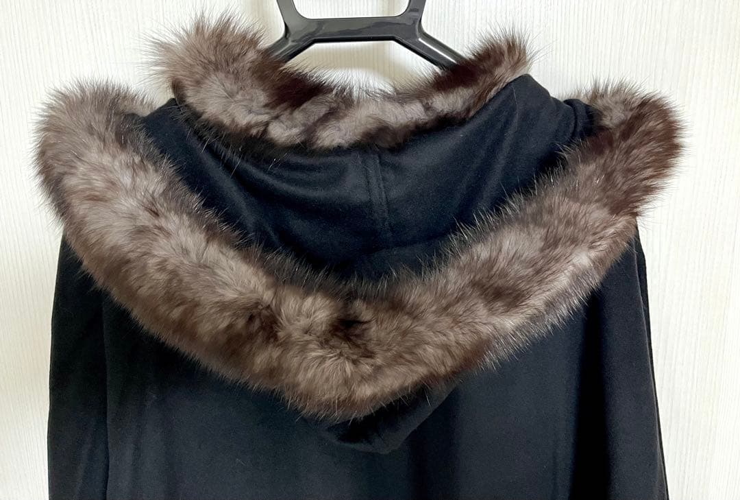 未使用✨【サガファー】フォックス カシミヤ100% 黒 セーブル マント ケープ