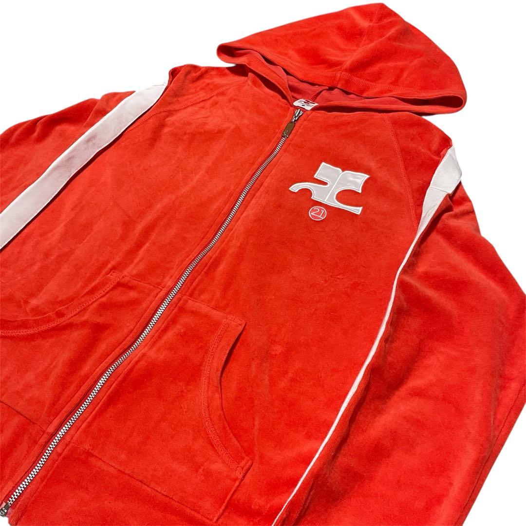 Courreges 21 ベロア ジップパーカー y2k
