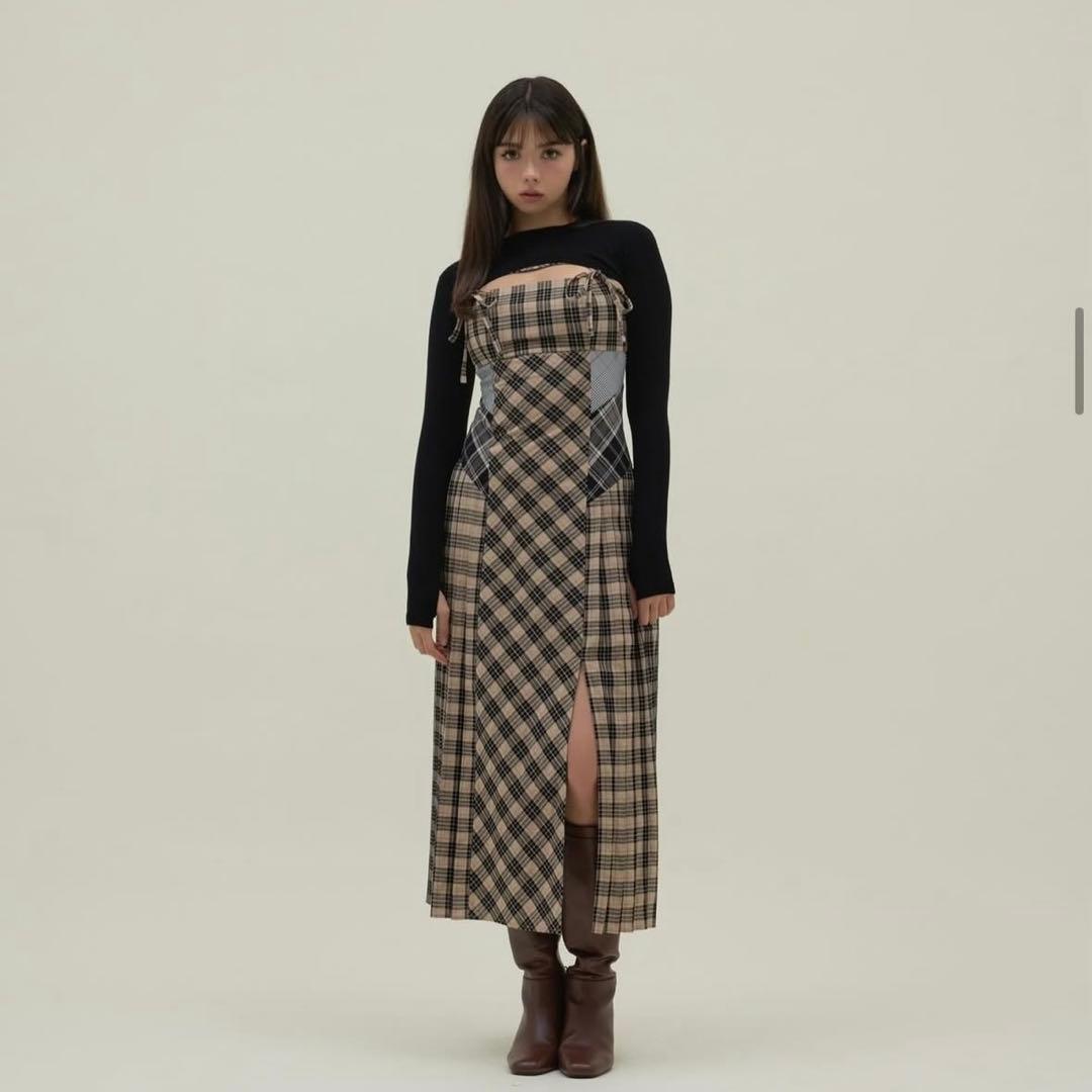 ワンピース ANDMARY Nadia check long dress