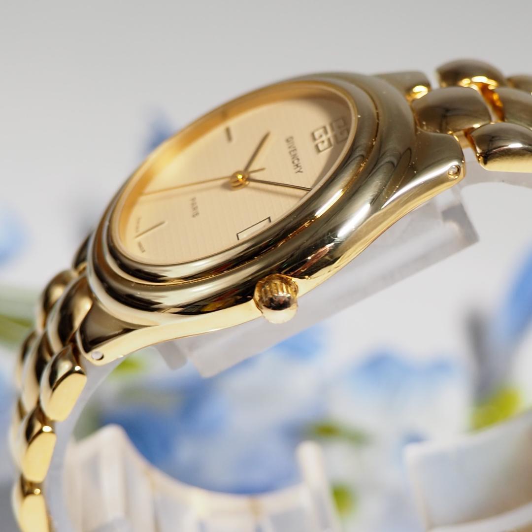 美品 ジバンシイ GIVENCHY デイト メンズ 腕時計 ゴールド F615