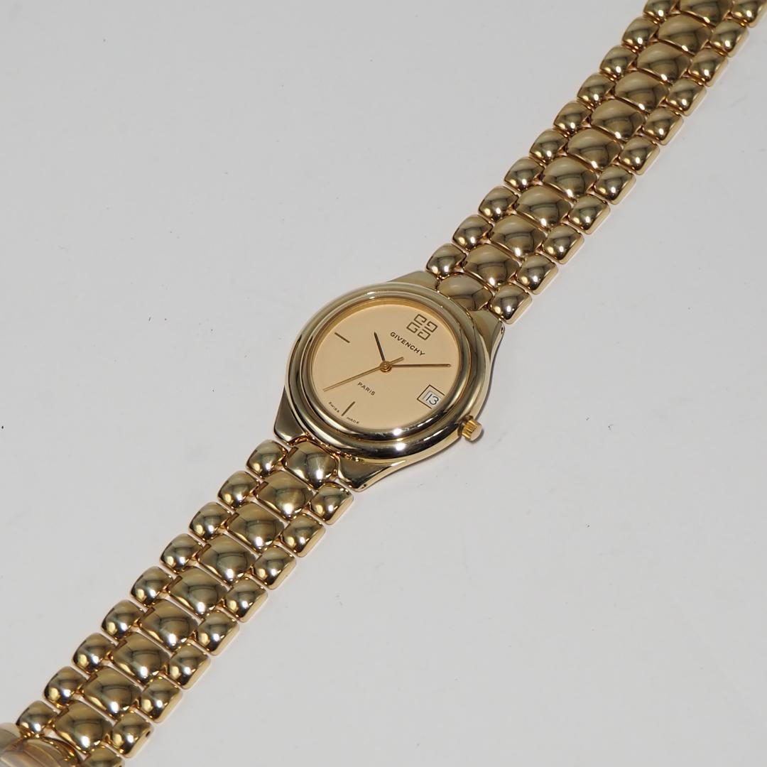 美品 ジバンシイ GIVENCHY デイト メンズ 腕時計 ゴールド F615