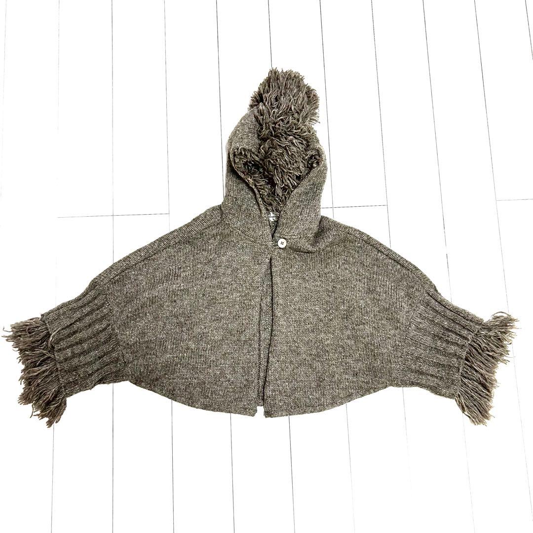 シェアスピリット ウールポンチョ フード付 茶 ネパール製　新品未着用　希少