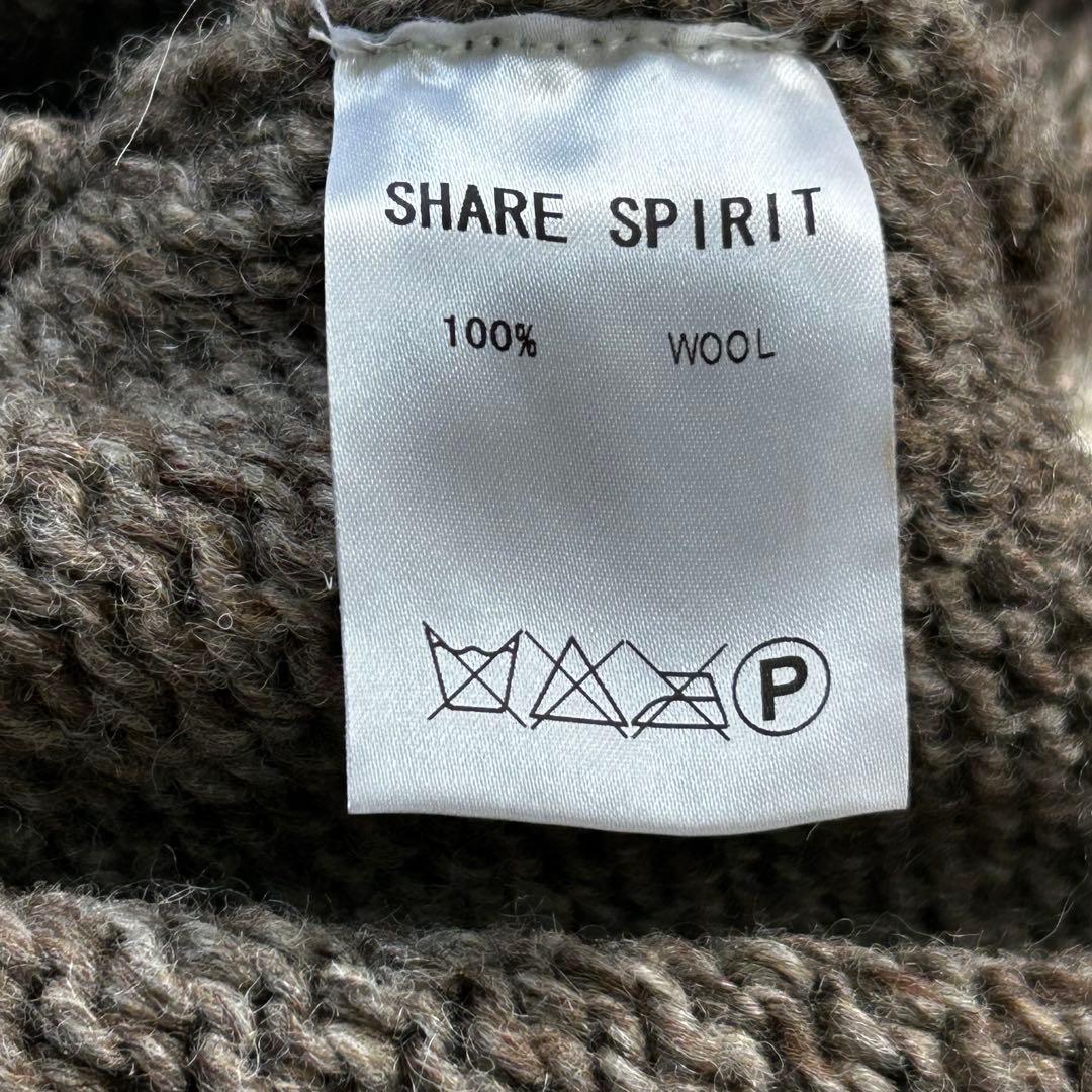 シェアスピリット ウールポンチョ フード付 茶 ネパール製　新品未着用　希少
