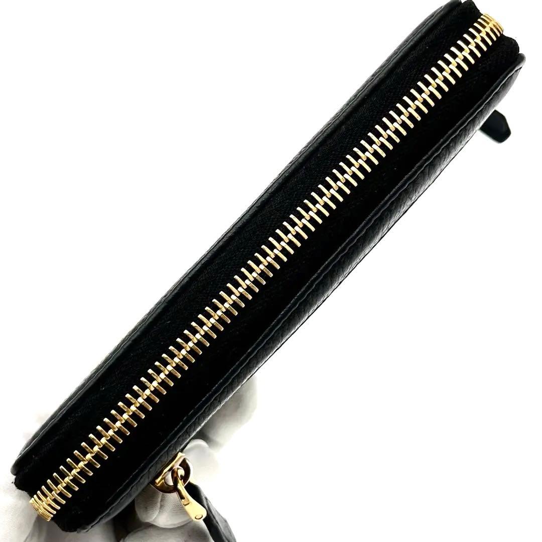 【未使用品級】PRADA 長財布　シボ革　ゴールド金具　ブラック　ゴールド