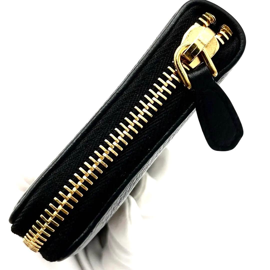 【未使用品級】PRADA 長財布　シボ革　ゴールド金具　ブラック　ゴールド