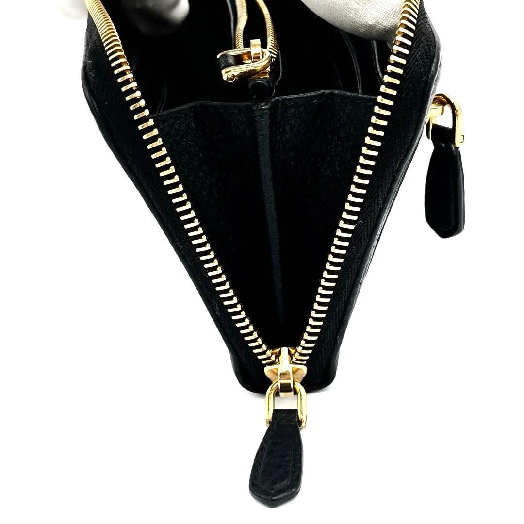 【未使用品級】PRADA 長財布　シボ革　ゴールド金具　ブラック　ゴールド