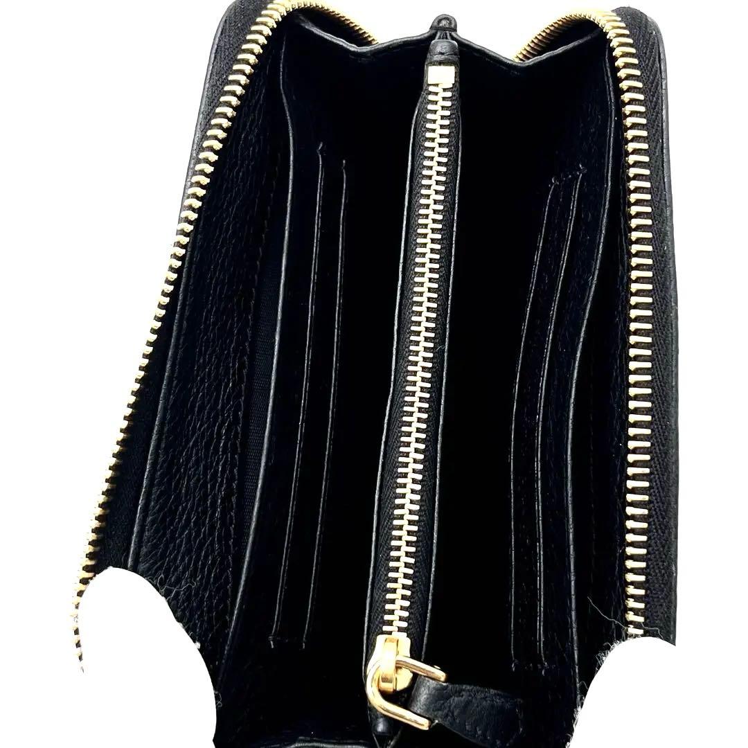 【未使用品級】PRADA 長財布　シボ革　ゴールド金具　ブラック　ゴールド