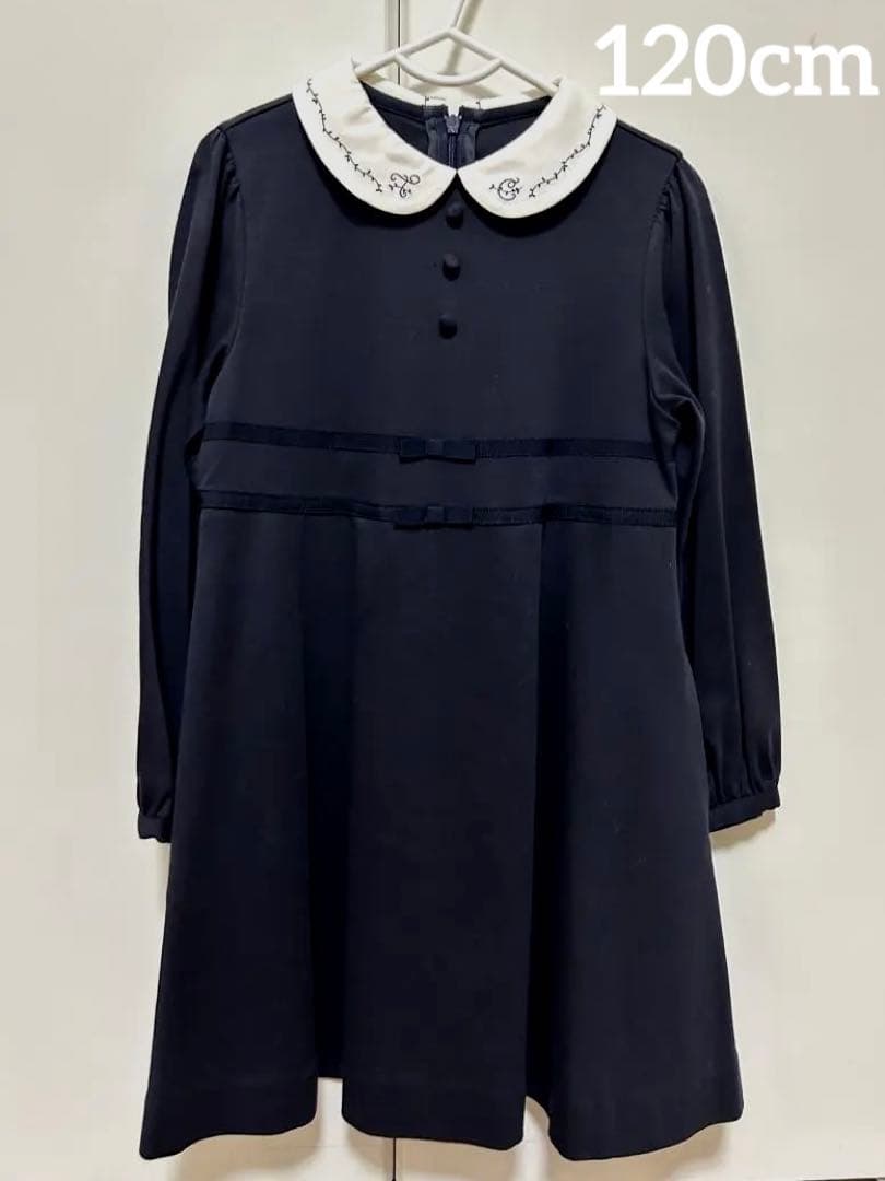 美品 タルティーヌエショコラ 濃紺ワンピース 卒園式入学式 フォーマルワンピース