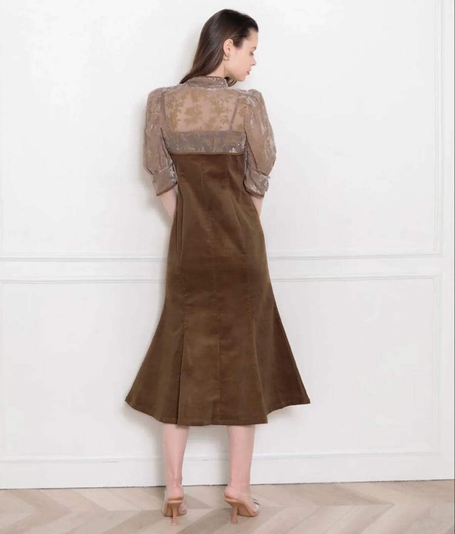 【Leja】花柄ボレロセットアップマーメイドワンピースドレス