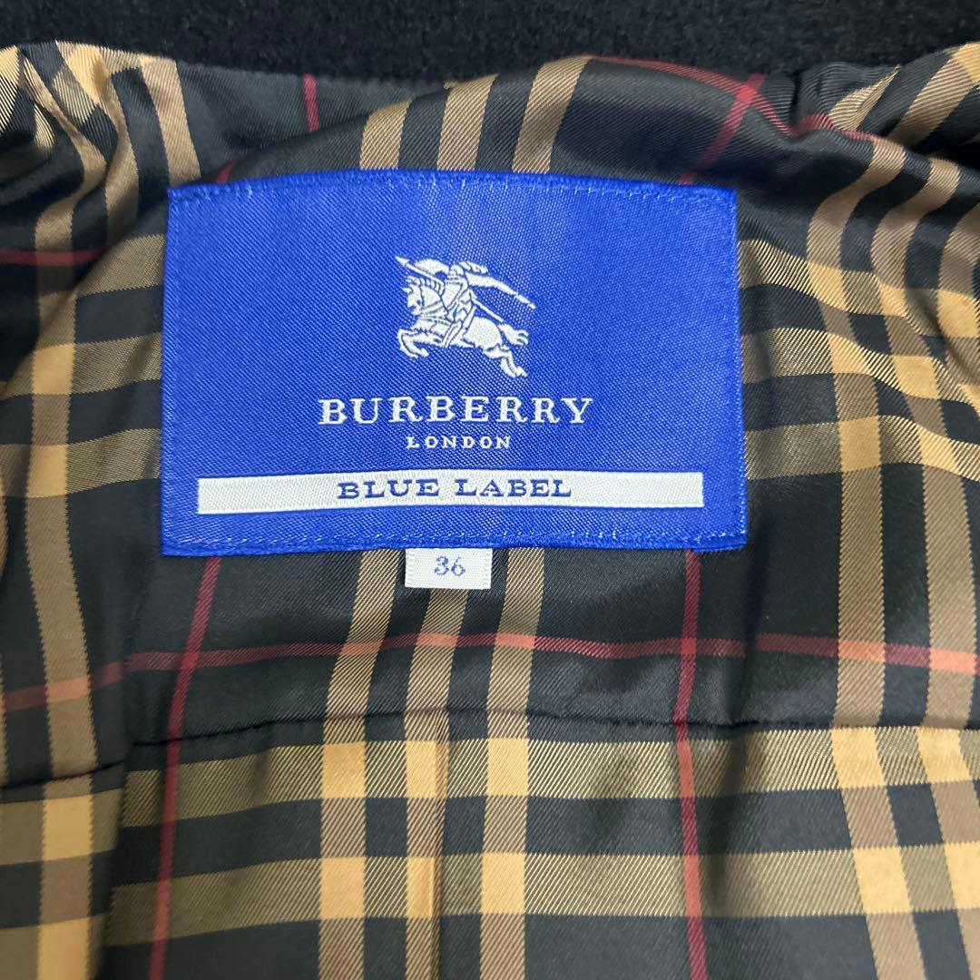 極美品！バーバリーブルーレーベル ピーコート　ノバチェック　ロング　36