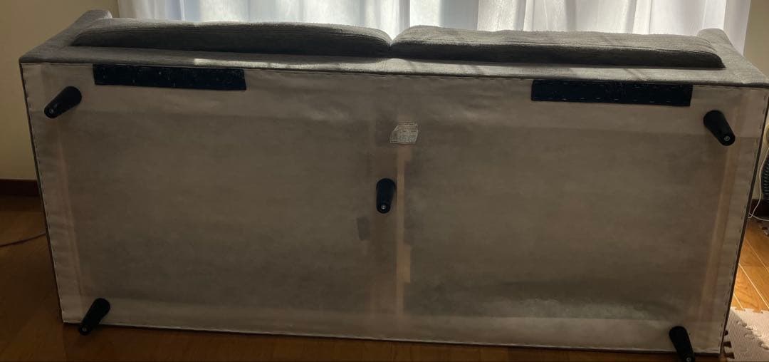 【ニトリ　匿名配送】ダークグレー 3人掛けソファ ヘッドレスト付き