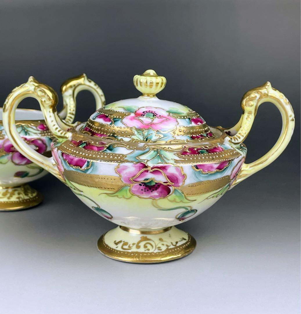 【希少】オールドノリタケ シュガーボウル クリーマー 金盛り アールヌーボー