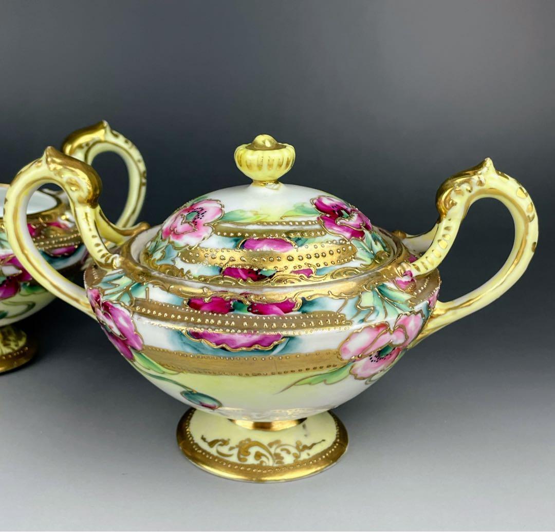 【希少】オールドノリタケ シュガーボウル クリーマー 金盛り アールヌーボー