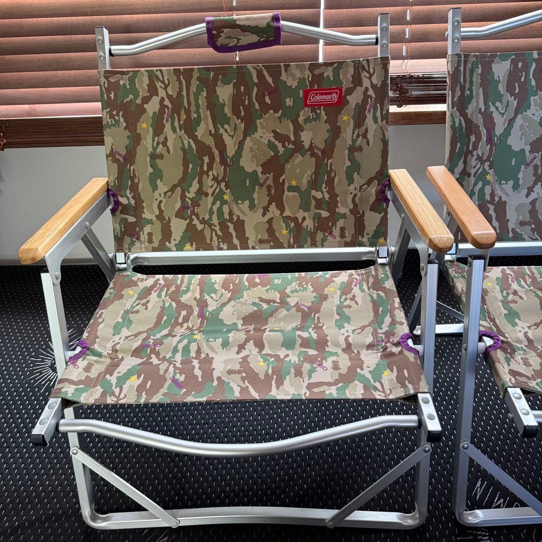 【美品】Coleman コンパクトフォールディングチェア　カモフラージュ　2脚
