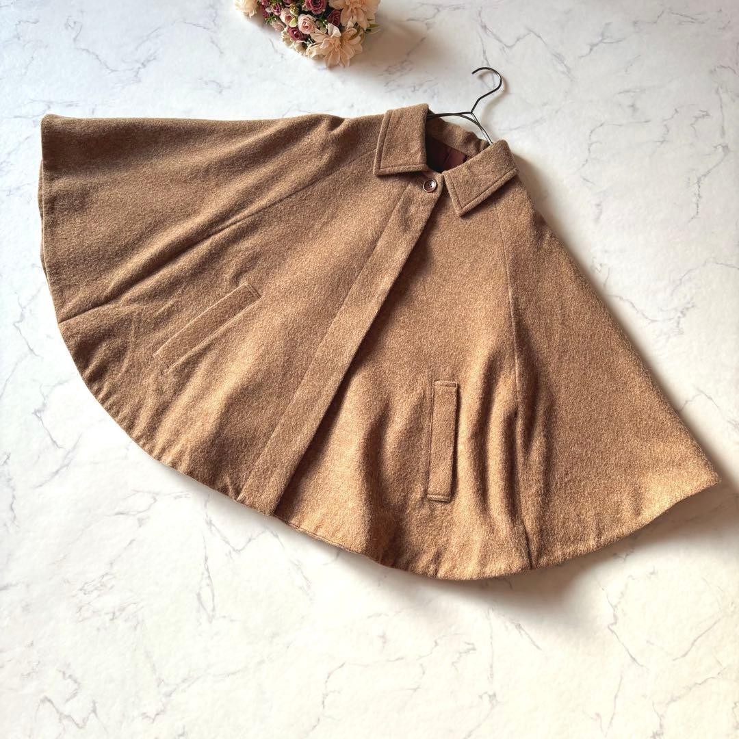 nest Robe ウール ポンチョ ケープコート ブラウン系 日本製 フリー