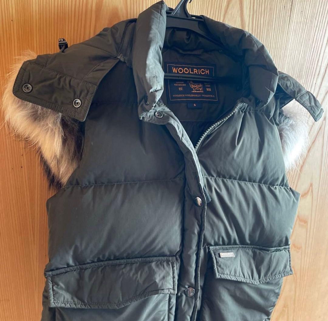 【美品】カーキ　ダウンベスト　ウールリッチ　S