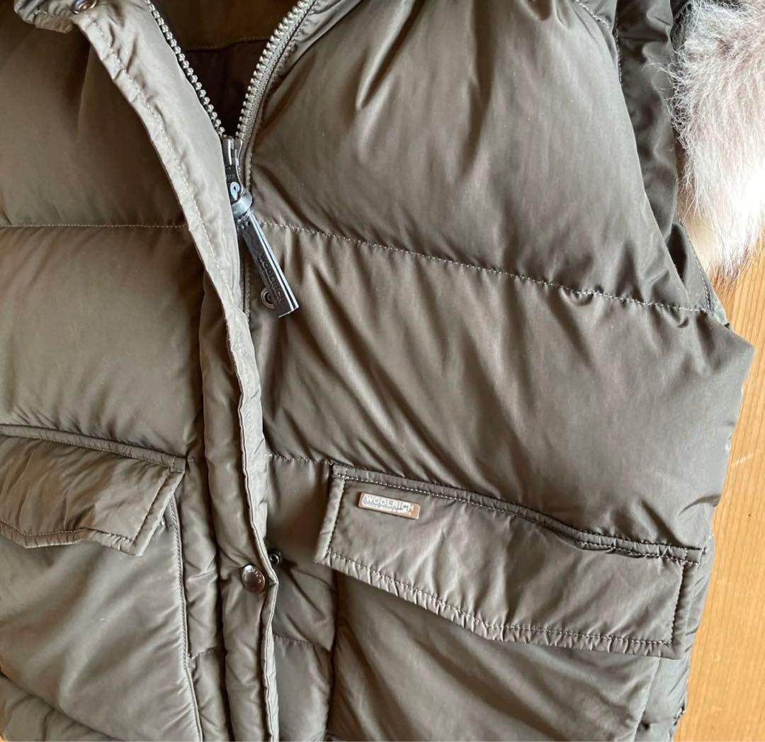 【美品】カーキ　ダウンベスト　ウールリッチ　S