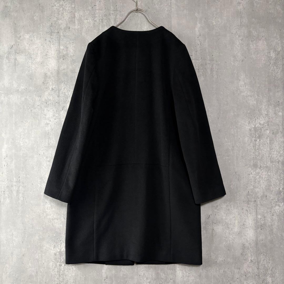 アンタイトル カシミヤ混 ノーカラーコート 黒 L 3 冠婚葬祭