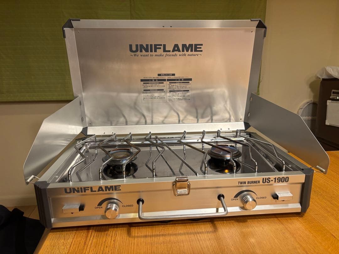 【美品】ユニフレーム☆ツーバーナー&キッチンスタンドセット　収納袋付き
