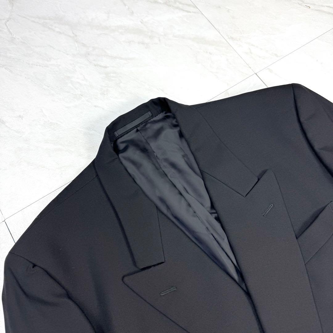 極美品 イヴサンローラン ウール ダブル スーツ 黒 4B M位 AB6