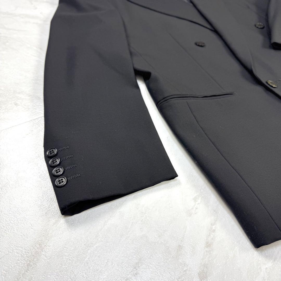 極美品 イヴサンローラン ウール ダブル スーツ 黒 4B M位 AB6