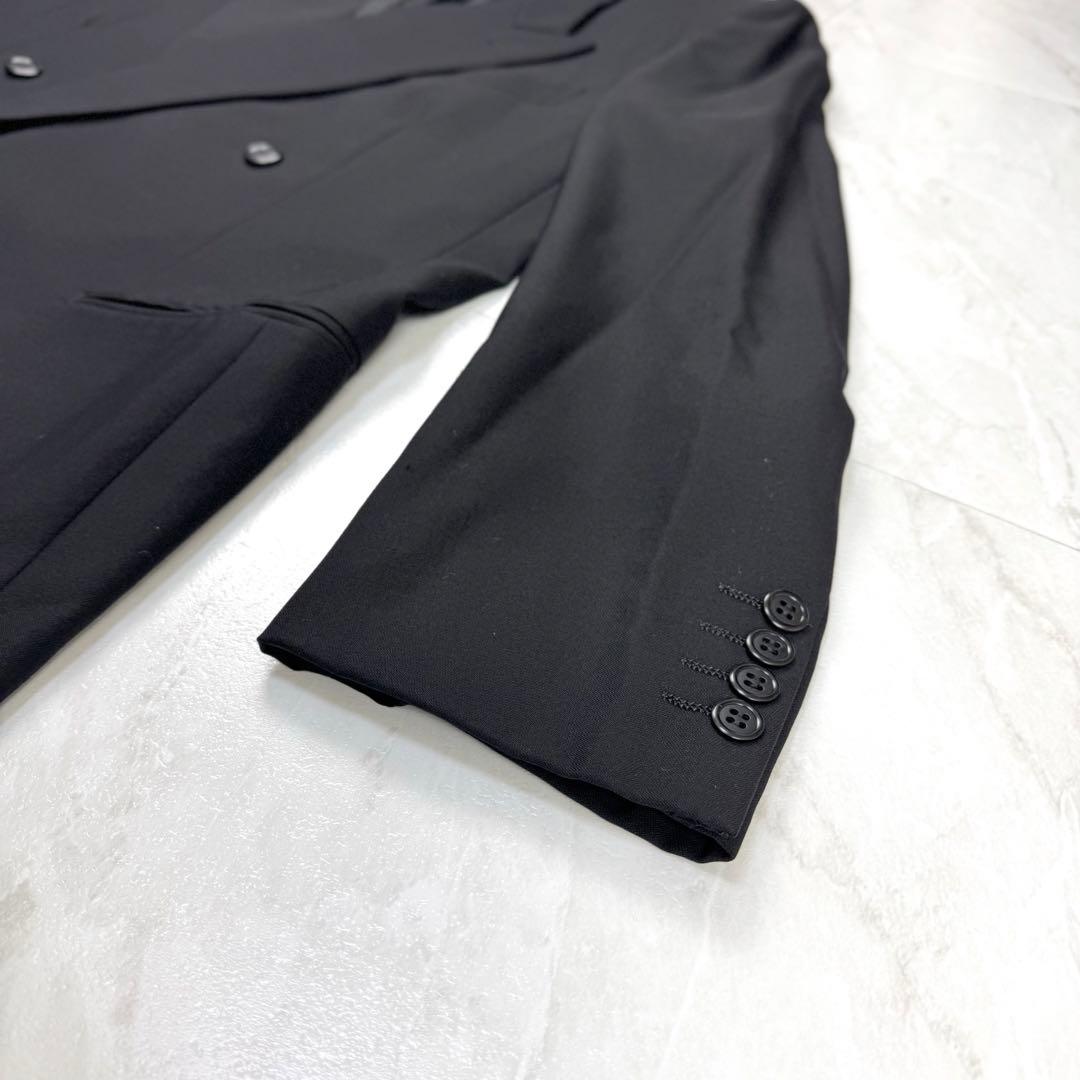 極美品 イヴサンローラン ウール ダブル スーツ 黒 4B M位 AB6