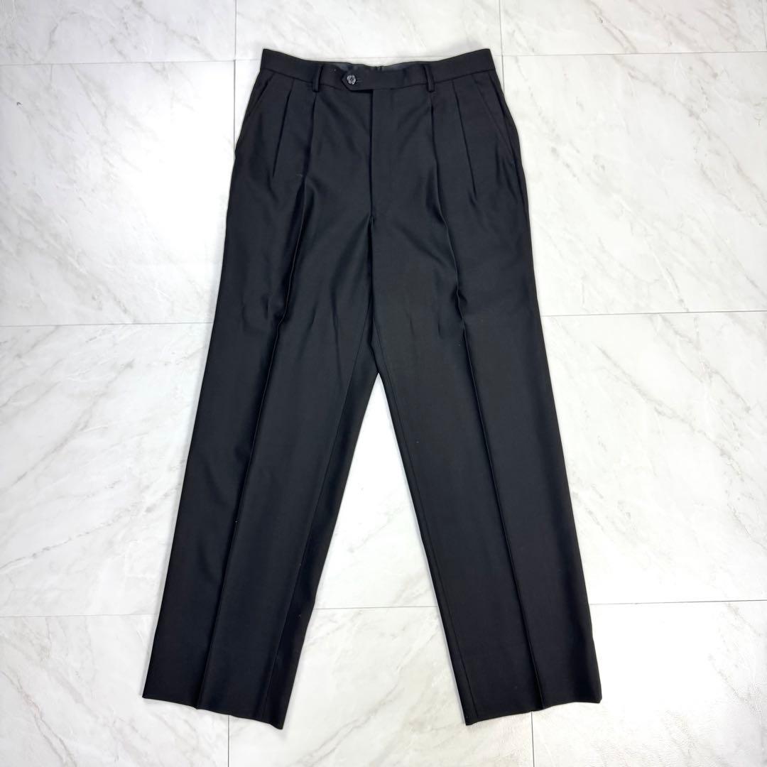 極美品 イヴサンローラン ウール ダブル スーツ 黒 4B M位 AB6