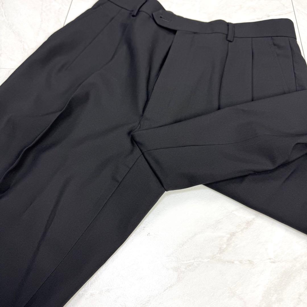 極美品 イヴサンローラン ウール ダブル スーツ 黒 4B M位 AB6