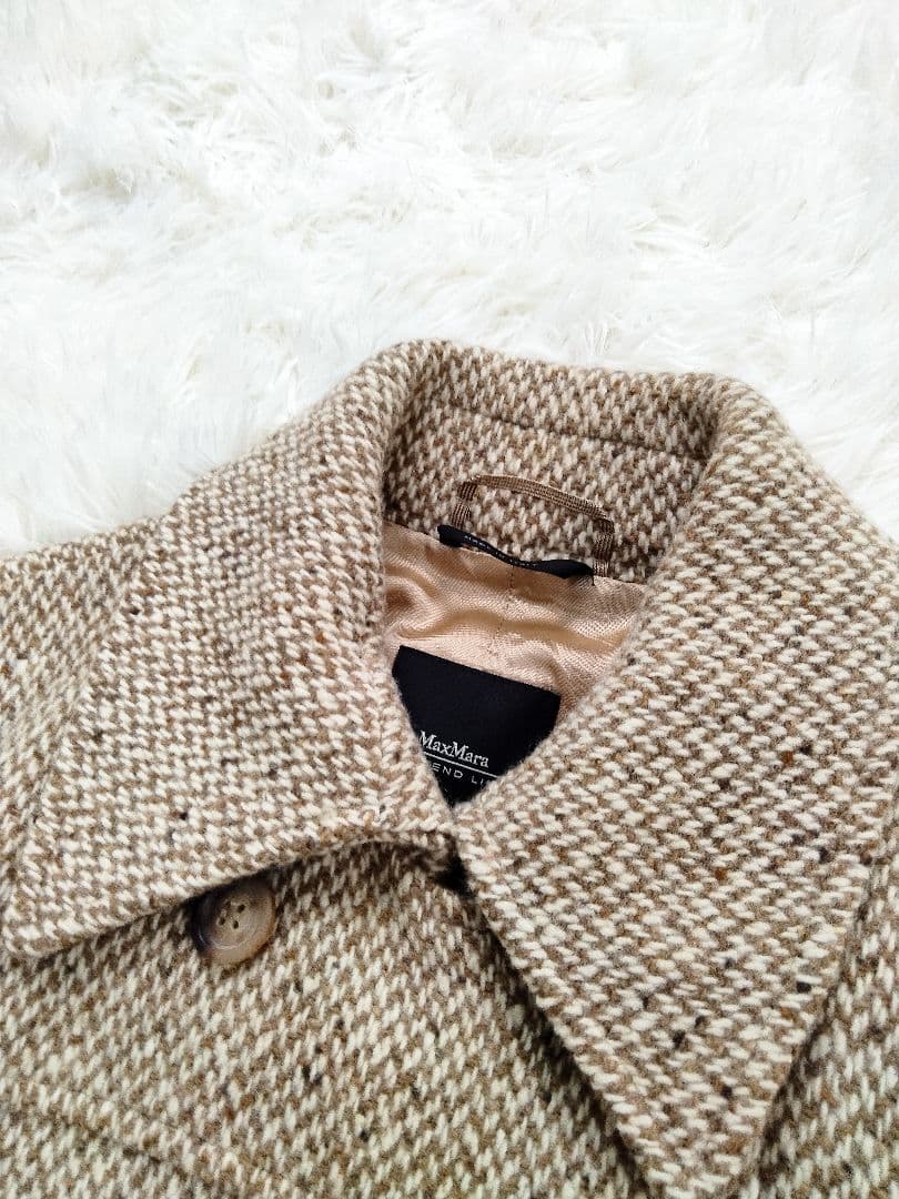 マックスマーラ　ロングコート　ツイード　ウール　ダブル